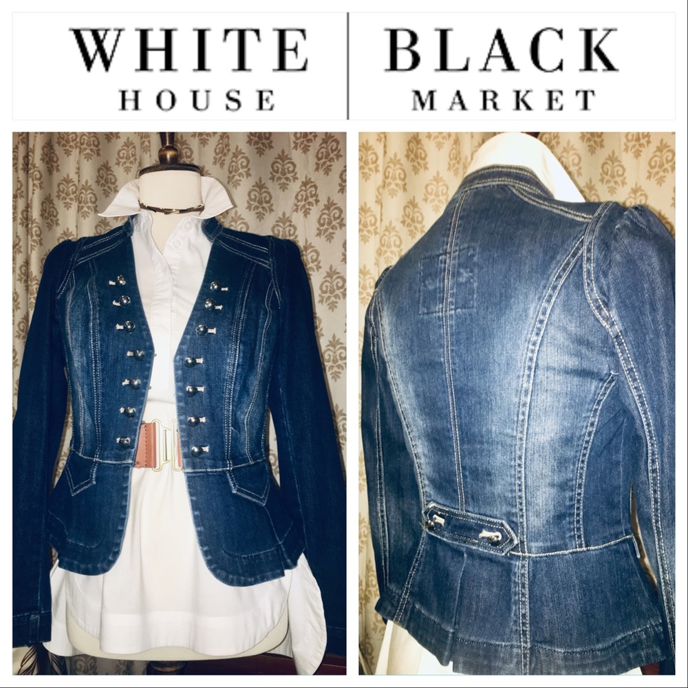 WHBM Denim Military Style Jacket